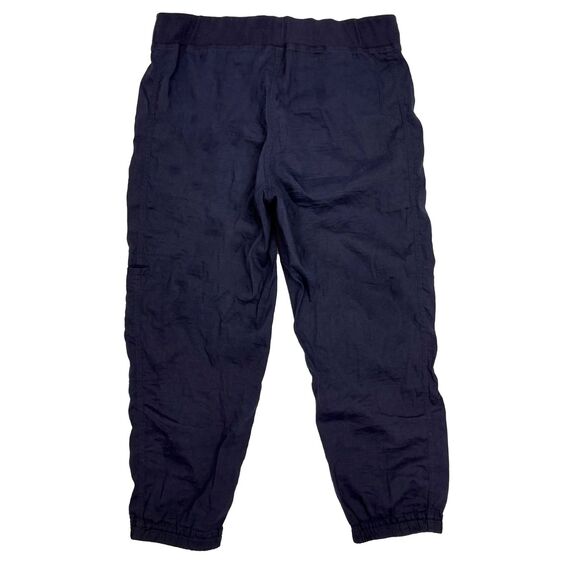 EILEEN FISHER Cargo Jogger Organic Linen Pants M Navy Blue Pull-On EUC B26 - Picture 2 of 5